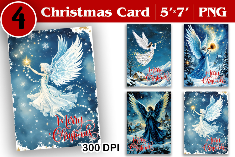 Merry Christmas Card. Printable cards. Angel christmas