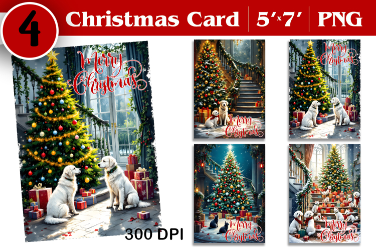 Merry Christmas Card. Printable cards. Dog christmas card