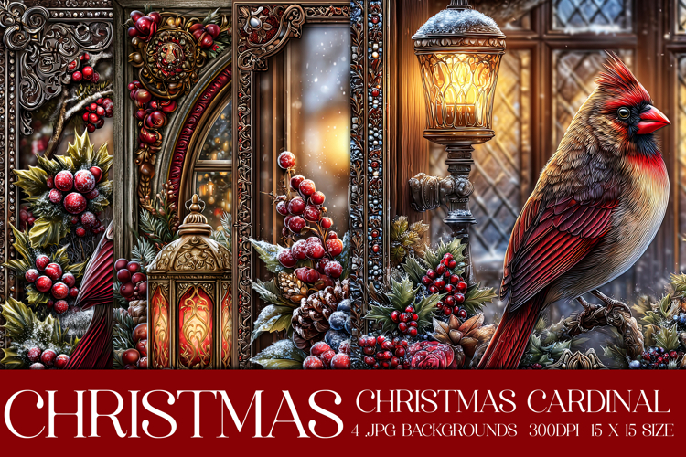 Christmas Background, Christmas Cardinal Bird Backgrounds s2