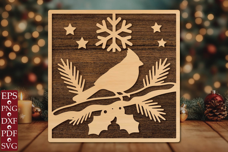 Christmas Cardinal SVG Laser Cut
