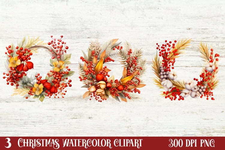Christmas Cardinal Watercolor Clipart, Christmas Cardinal