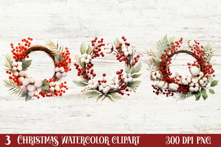 Christmas Cardinal Watercolor Clipart, Christmas Cardinal