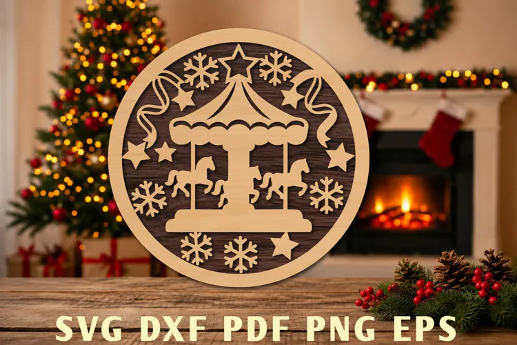 Christmas Carousel Horse Laser Cut SVG
