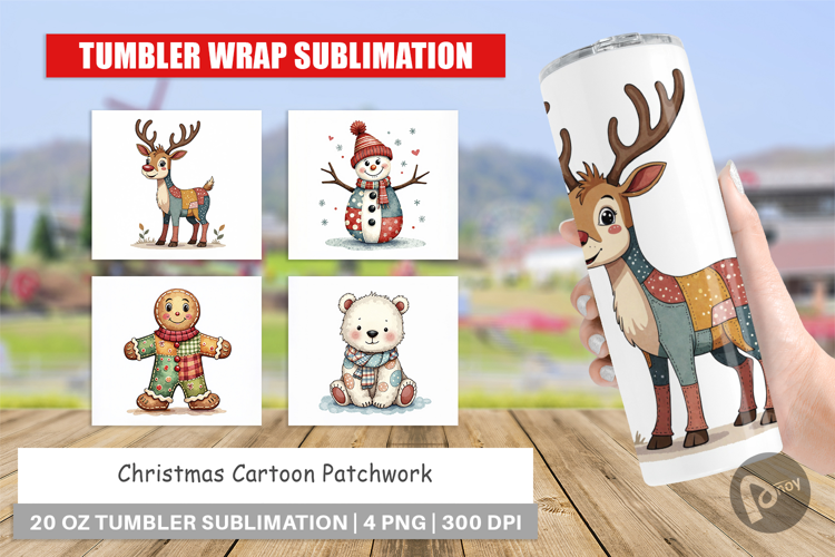 Christmas Cartoon Patchwork Tumbler