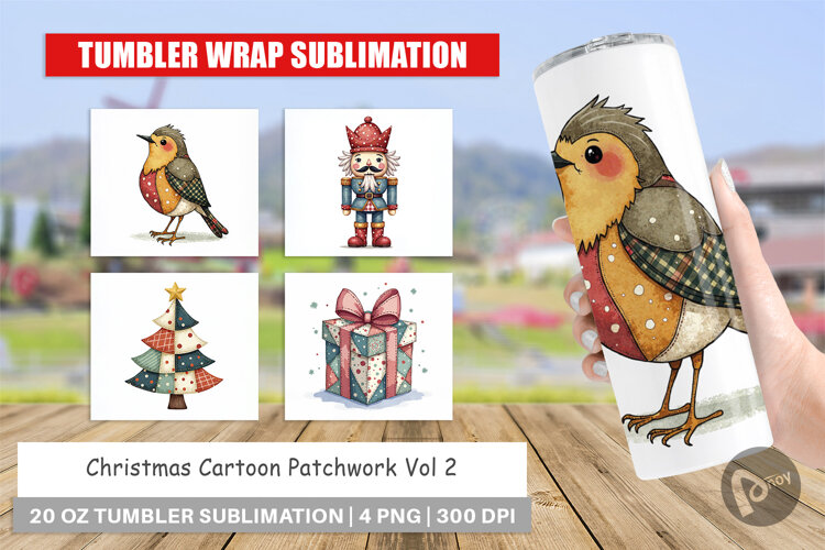 Christmas Cartoon Patchwork Tumbler example image 1