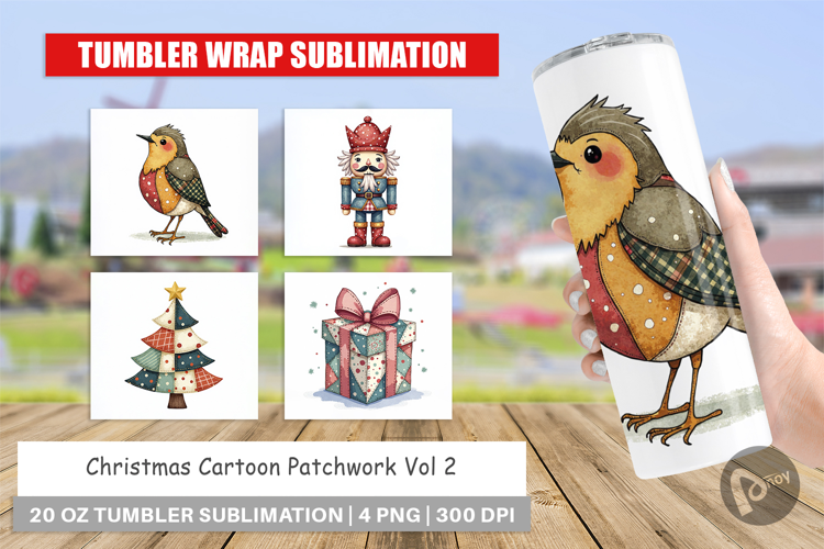 Christmas Cartoon Patchwork Tumbler