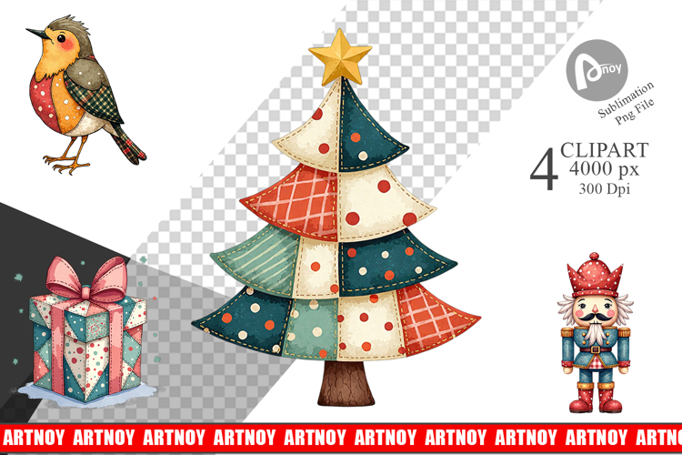 Christmas Cartoon Patchwork Clipart