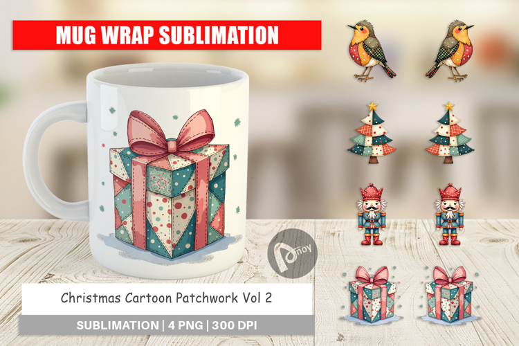 Christmas Cartoon Patchwork Mug Wrap