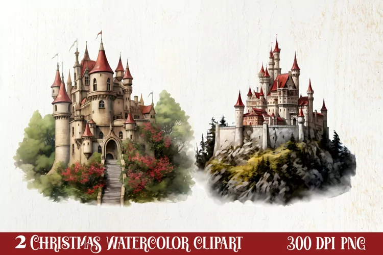 Christmas Castle Clipart Sublimation, Christmas PNG