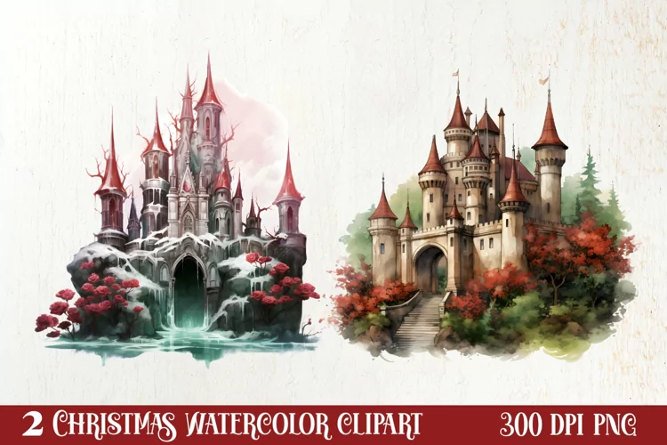 Christmas Castle Clipart Sublimation, Christmas PNG