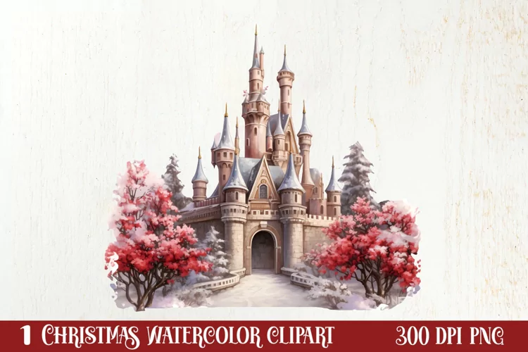 Christmas Castle Clipart Sublimation, Christmas PNG