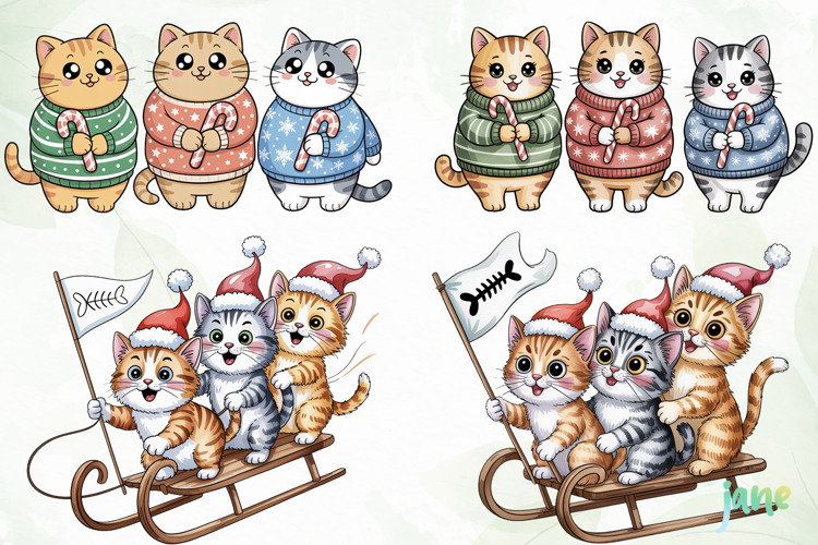 Christmas Cat Sublimation Clipart