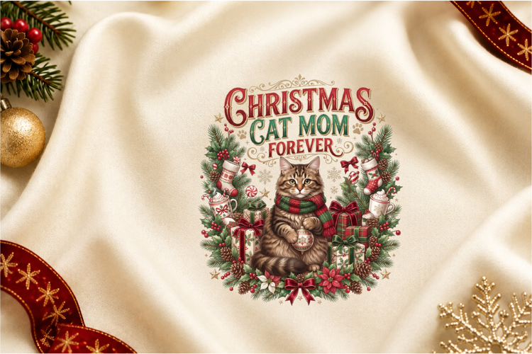 Christmas Cat Mom Forever Sublimation PNG