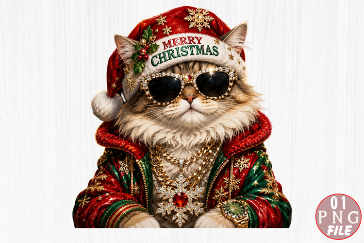 Christmas Cat Sublimation PNG