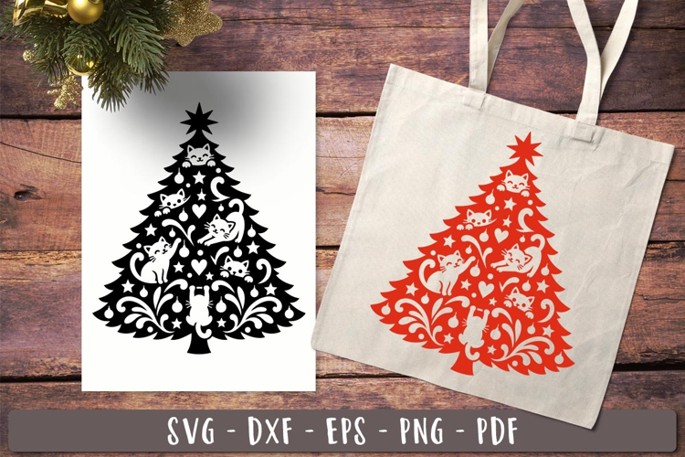 Christmas Cat Tree SVG Funny Holiday clipart