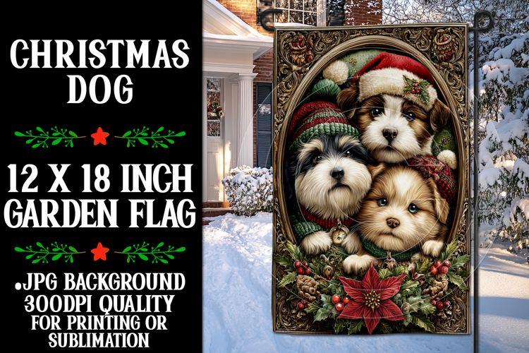 Christmas Garden Flag, Christmas Dog Garden Flag, d26