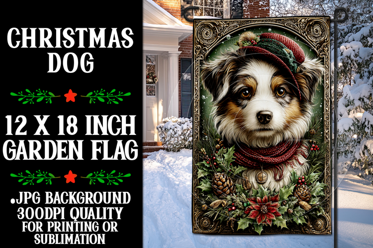 Christmas Garden Flag, Christmas Dog Garden Flag, d29