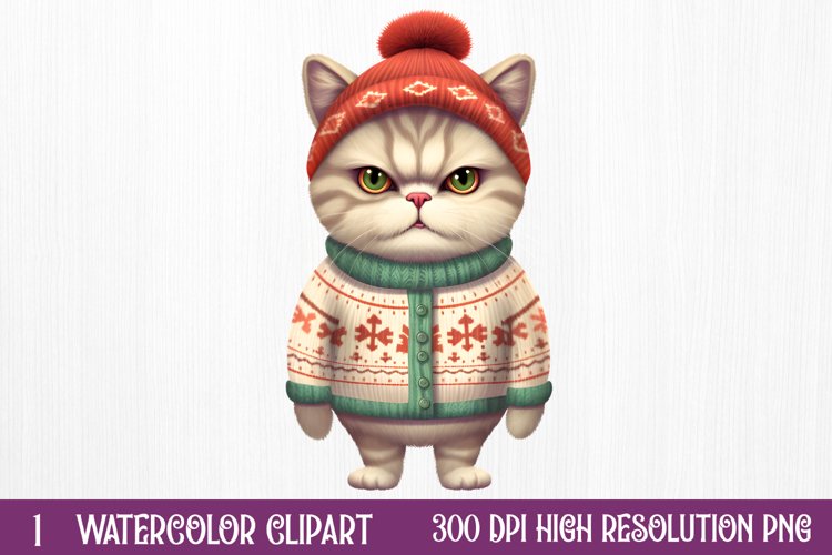 Christmas Cats Sublimation Clipart, Christmas Cats Clipart