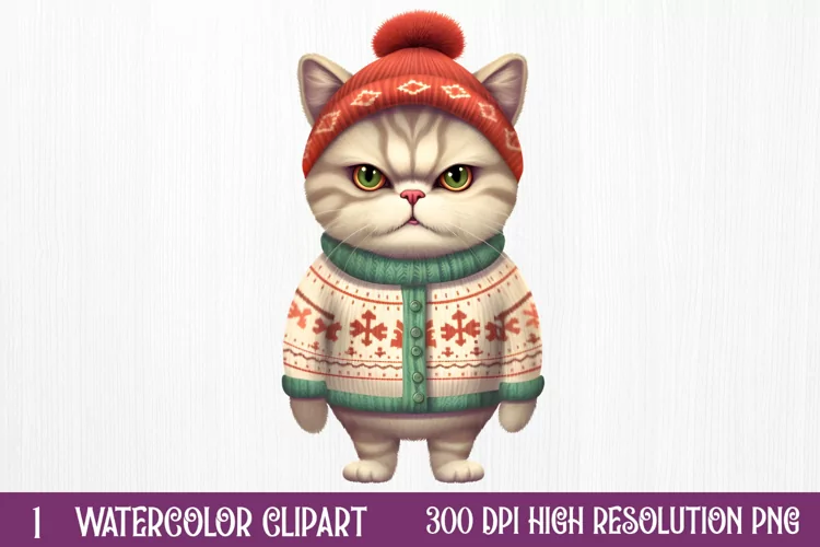 Christmas Cats Sublimation Clipart, Christmas Cats Clipart