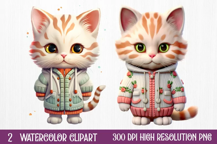 Christmas Cats Sublimation Clipart, Christmas Cats Clipart