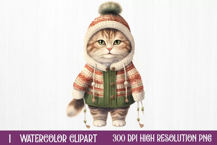 Christmas Cats Sublimation Clipart, Christmas Cats Clipart