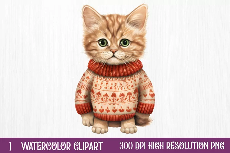 Christmas Cats Sublimation Clipart, Christmas Cats Clipart