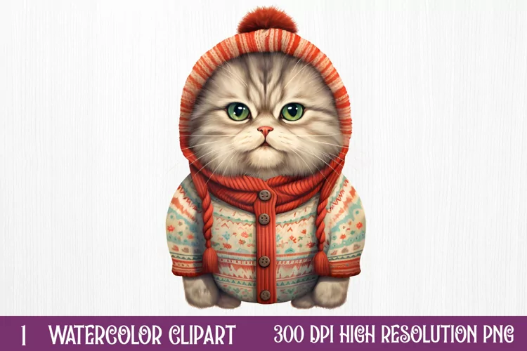 Christmas Cats Sublimation Clipart, Christmas Cats Clipart