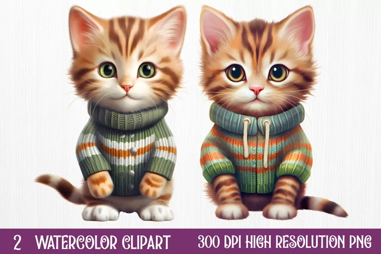 Christmas Cats Sublimation Clipart, Christmas Cats Clipart