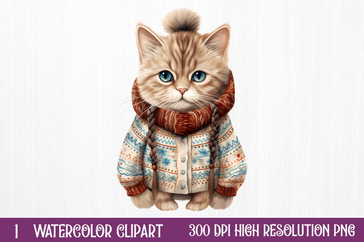 Christmas Cats Sublimation Clipart, Christmas Cats Clipart