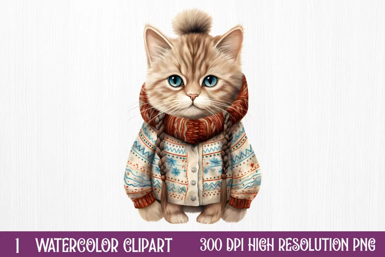 Christmas Cats Sublimation Clipart, Christmas Cats Clipart