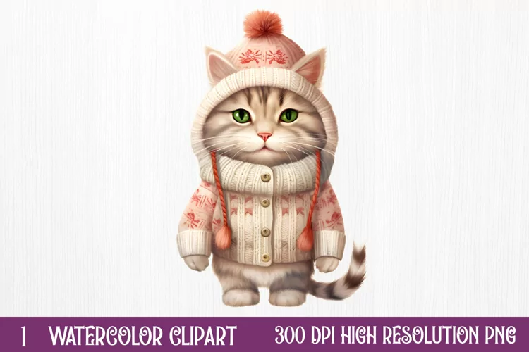 Christmas Cats Sublimation Clipart, Christmas Cats Clipart