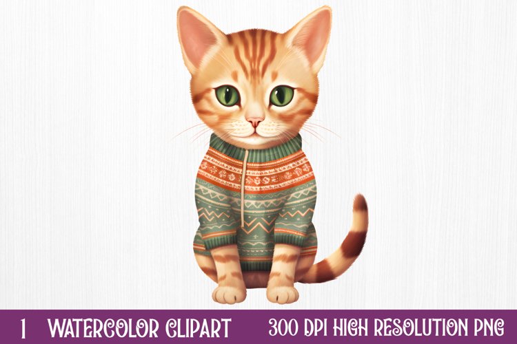 Christmas Cats Sublimation Clipart, Christmas Cats Clipart