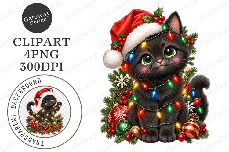 Christmas Cats Clipart PNG