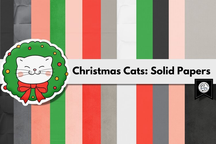 Christmas Cats Solid Papers example image 1