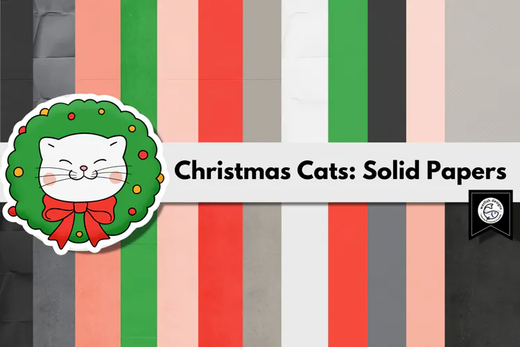 Christmas Cats Solid Papers