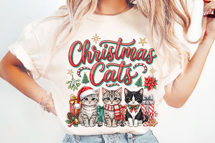 Christmas Cats Sublimation example image 1