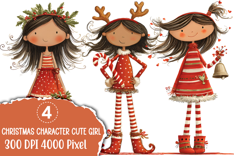 Christmas Character cute girl Sublimation