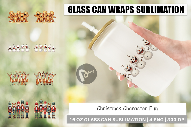Christmas Character Fun Glass Can