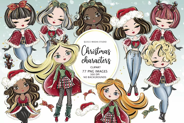 Christmas Girls Clipart