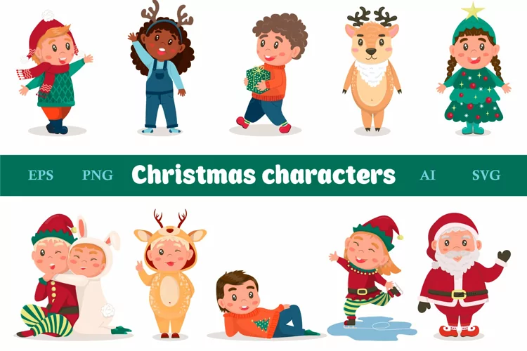 Children in Christmas costumes