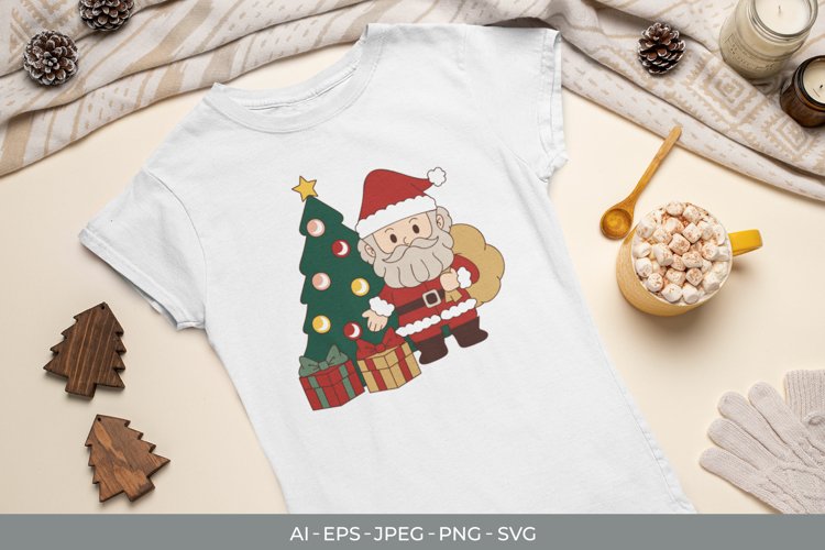 Santa Claus Presenting Gift Boxes Illustration