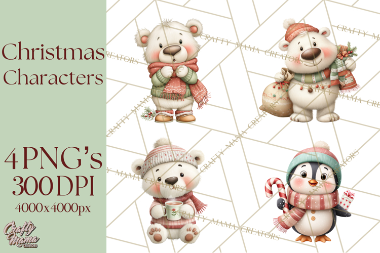 Christmas Characters Clipart PNG Cute Holiday, Santa Png
