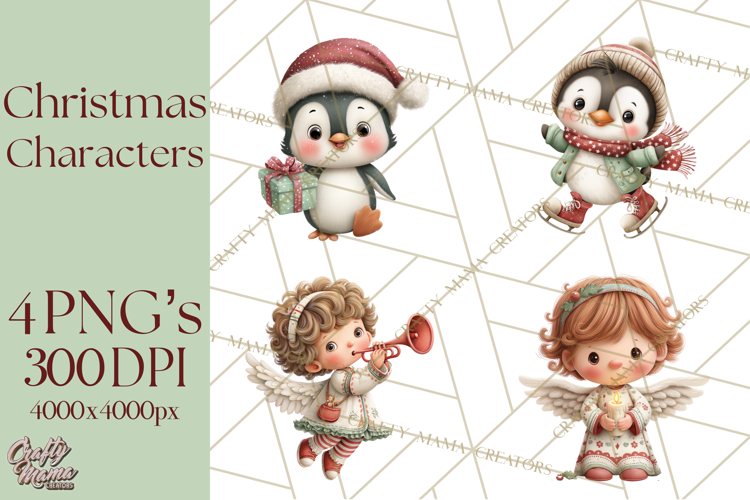 Christmas Characters Clipart PNG Cute Holiday, Santa Png
