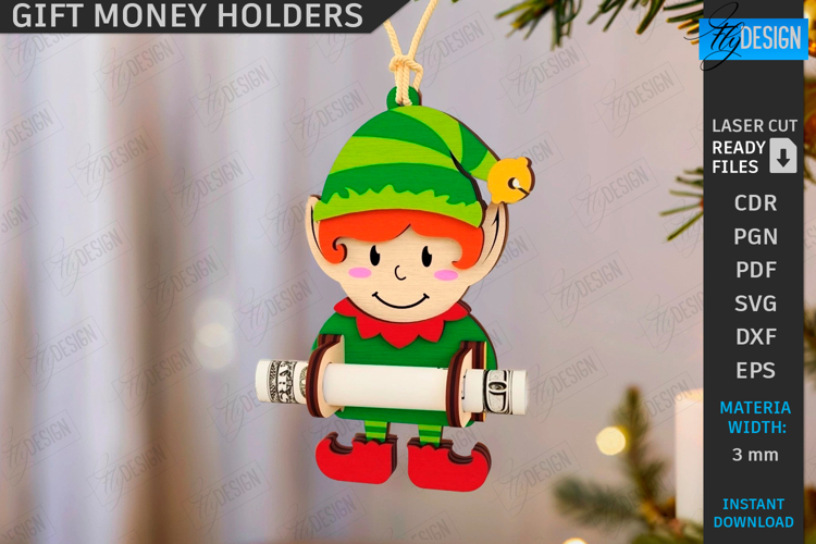 Christmas Characters Laser Cut|Christmas Money Card|Xmas SVG