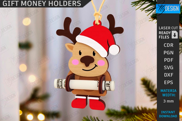 Christmas Characters Laser Cut|Christmas Money Card|Xmas SVG