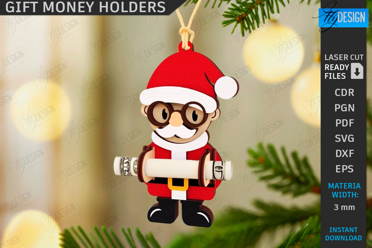 Christmas Characters Laser Cut|Christmas Money Card|Xmas SVG