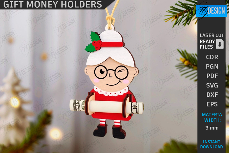 Christmas Characters Laser Cut|Christmas Money Card|Xmas SVG