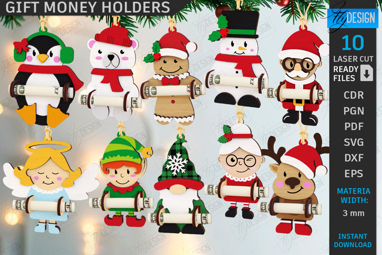 Christmas Characters Laser Cut Bundle|Christmas Money Cards