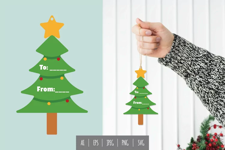 Christmas Tree with Star on Top for Gift Tag