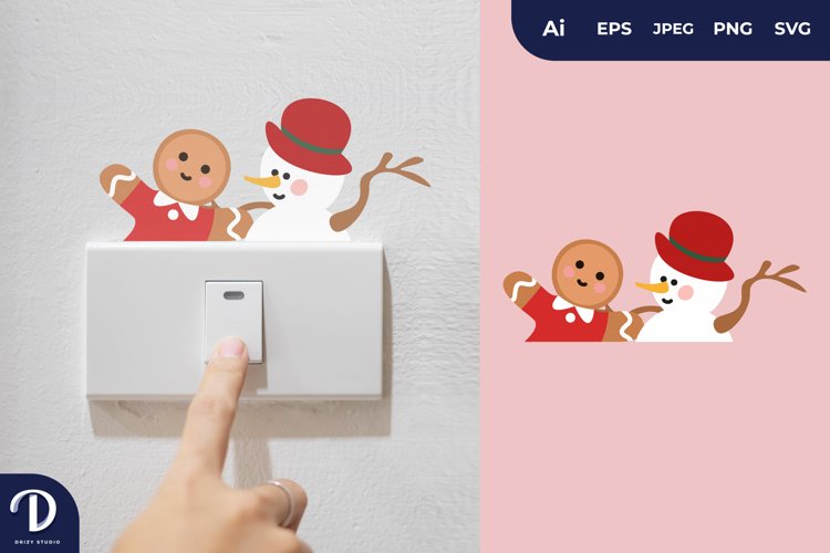 Snowman Embrace Gingerbread Sticker
